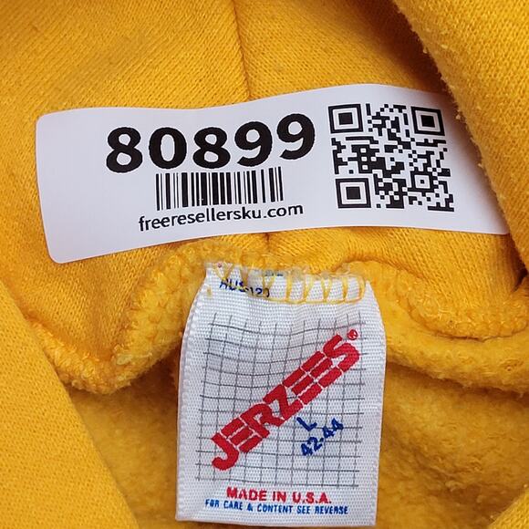 Vintage 80s JERZEES Hoodie Womens M/L 19x25 Yellow Arch USA - Picture 7 of 14